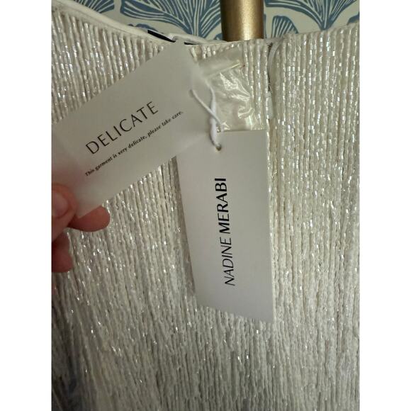 NWT Nadine Merabi Sara White Fully Beaded Skirt Sz. XXL - Picture 9 of 15